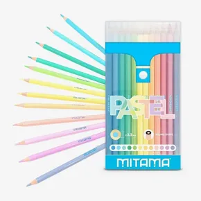 PASTEL színes ceruzák, 12 szín, kerek, MITAMA 62827